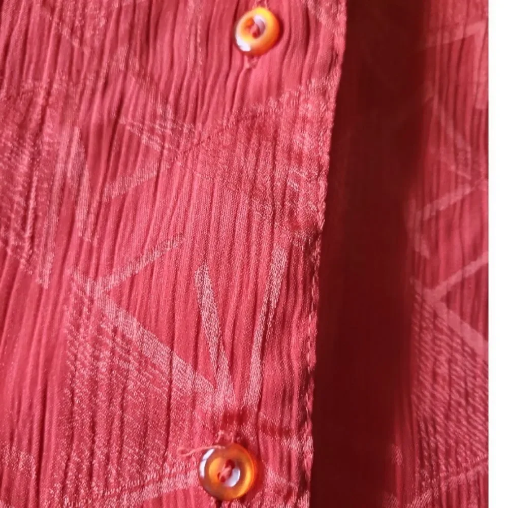 Yves St. Clair Red Jacquard Geometric Button Up Blouse‎ Vintage Size 12